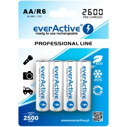 4 x akumulatorki everActive R6/AA Ni-MH 2600 mAh "Professional line" 1.2V