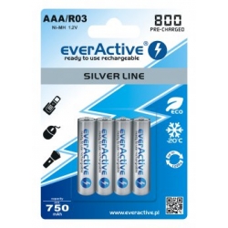 4 x akumulatorki everActive R03/AAA Ni-MH 800mAh 1,2V