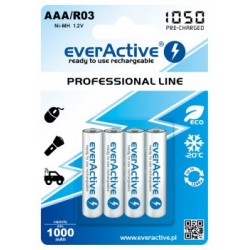 4 akumulatorki everActive R03/AAA Ni-MH 1050 mAh "Professional line" 1,2V