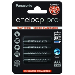 4 x akumulatorki Panasonic Eneloop PRO R03 AAA 930mAh BK-4HCDE/4BE (blister) 1,2V